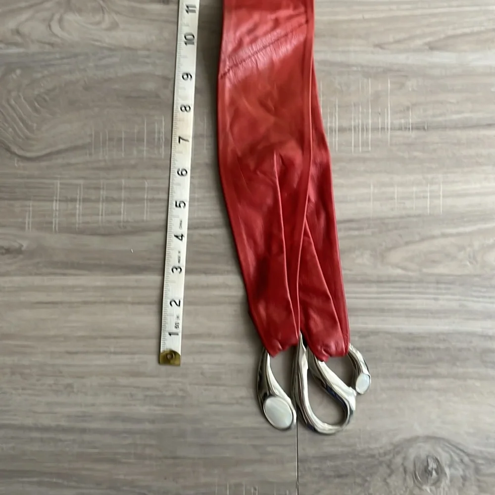 Vintage Salena’s Collection Red Leather Belt with Gemstone Buckle - Picture 5 of 12